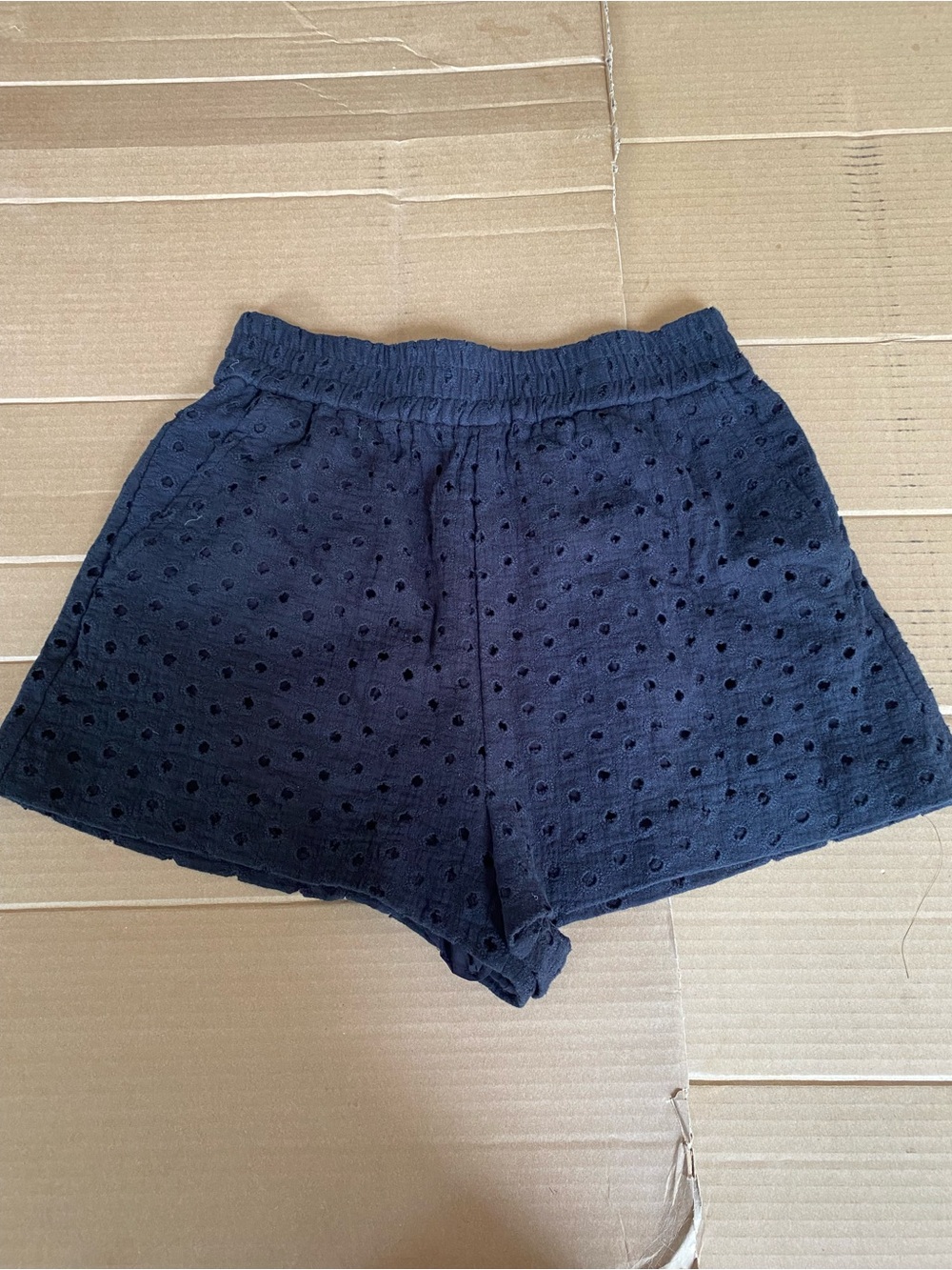 Zara Black Eyelet High-Waist Shorts